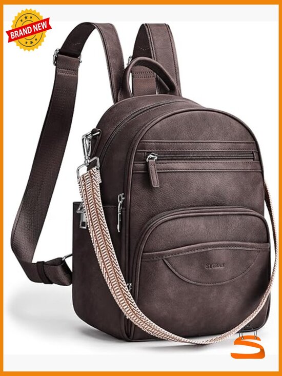 Mini Vegan Leather Backpack Purse RFID Blocking Tablet  display picture 1